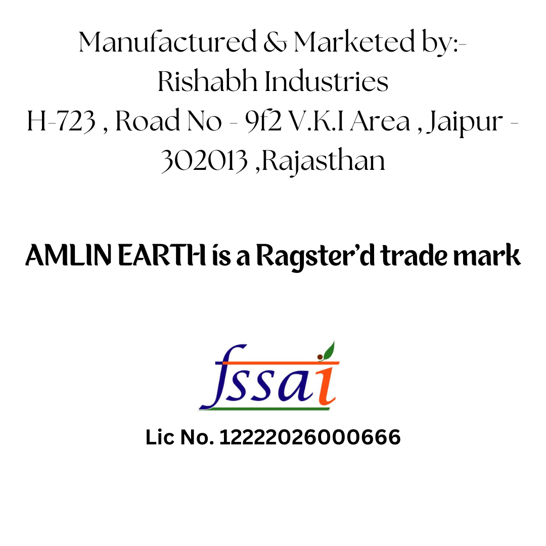 "Rishabh Industries address and FSSAI license number for AMLIN EARTH trade mark, Jaipur, Rajasthan"